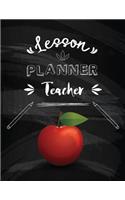 Lesson Planner for Teacher: Teacher Planner and Record Book Time Management Notebook Teaching Education Journal Writing School Weekly Organizer Red Apple & Blackboard