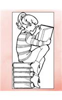 Girl Reading Composition Notebook, Wide Ruled