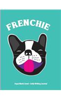 Frenchie Aqua Blank Lined Daily Writing Journal