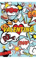 Superhero Cartoon Words Valentine Journal