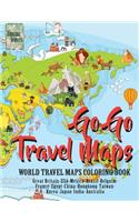 Go Go TRAVEL MAPS, World travel map coloring book: Anti stress art therapy coloring book, 25 pictures