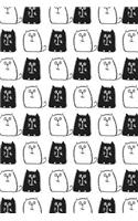 Bullet Journal Notebook for Cat Lovers Black and White Cats in a Row 1: 112 Page Numbered Dot Grid Bullet Journal with Index Pages and Key Pages in Portable 6 X 9 Size.