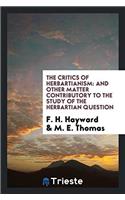 The Critics of Herbartianism