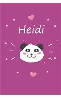 Heidi: Personalisiertes Panda Tage-/Notizbuch Mit Dem Vornamen Heidi Und Ganzen 100 Linierten Seiten Im 6x9 Zoll Format (Ca.Din A5). Optimal ALS Schreibhef