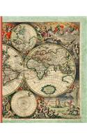 Vintage World Map: Diary Weekly Spreads July to December