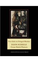 Two Girls on Fringed Blanket: Egon Schiele Cross Stitch Pattern