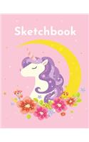 Sketchbook: A Large 8.5" x 11" Cute Unicorn Drawing Book: (100 Blank White Pages)