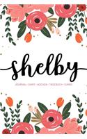 Shelby: Journal - Diary - Agenda - Tagebuch - Diario: 150 pages paginas seiten pagine: Modern Florals First Name Notebook in Coral, Pink & Orange on White A