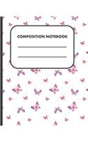 Composition Notebook: Pink Butterfly Cute College Ruled Blank Lined Paper Journal Notebooks to Write in for Students Colleges and Home Schools