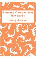 Primary Composition Notebook Story Journal: Wide Ruled Story Telling Lined Composition Journal: Half Picture Drawing Space Half Writing Space - 110 Page School Exercise Book - Orange - Gecko (