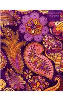 Cornell Notes: Large Student Cornell Note Taking System 120 Pages Purple Paisley