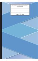 College Ruled Composition Notebook. 6" x 9". 120 Pages: Blue Shades 3D Layers Diagonal Pattern Cover. College ruled paper, medium ruled paper. For middle school to college. Composition notebook for teens 