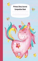 Pink Unicorn Pastel Primary Story Journal Composition Book: Grade Level K-2 Draw and Write, Dotted Midline Creative Picture Notebook Early Childhood to Kindergarten (Fantasy Magical Creatures)