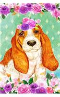 Journal Notebook For Dog Lovers Basset Hound In Flowers 2