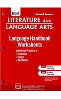Holt Literature and Language Arts: Language Handbook Worksheets Grade 8