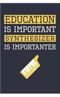 Funny Synthesizer Notebook - Education Is Important Synthesizer Is Importanter - Gift for Synthesizer Player - Synthesizer Diary: Medium College-Ruled Journey Diary, 110 page, Lined, 6x9 (15.2 x 22.9 cm)