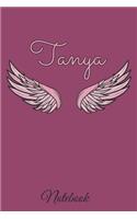 Tanya Notebook: A beautiful personalized angel wings soft cover notebook with 100 lined pages in 6x9 inch format. Personal Diary Personalized Journal Customized Jou
