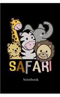 Safari Notebook: Lined journal for zebra, elephant, lion, zoo, safari and african animal fans - paperback, diary gift for men, women and children