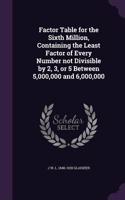 Factor Table for the Sixth Million, Containing the Least Factor of Every Number not Divisible by 2, 3, or 5 Between 5,000,000 and 6,000,000