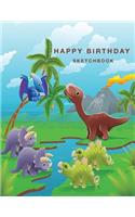 Happy Birthday Sketchbook: Blank pages, 110 pages, White paper, Sketch, Draw and Paint