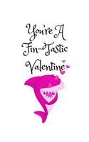 You're A Fin-Tastic Valentine, Graph Paper Composition Notebook with a Funny Shark Pun Saying in the Front, Valentine's Day Gift for Him or Her