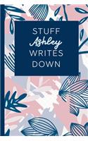 Stuff Ashley Writes Down: Personalized Journal / Notebook (6 x 9 inch) STUNNING Navy Blue and Mauve Blush Pink Pattern