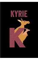 Kyrie: Journal (Diary, Notebook) Personalized Custom Name Alphabet Kangaroo Birthday Gift for Boys