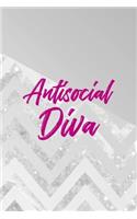 Antisocial Diva: All Purpose 6x9 Blank Lined Notebook Journal Way Better Than A Card Trendy Unique Gift Abstract Grey Anti Social