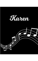 Karen: Sheet Music Note Manuscript Notebook Paper - Personalized Custom First Name Initial K - Musician Composer Instrument Composition Book - 12 Staves a 