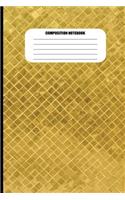 Composition Notebook: Grunge Gold Metallic Diamond Cross-Hatch Pattern (100 Pages, College Ruled)