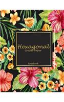 Hexagonal Graph Paper Notebook: Summer Flowers, 1/4 Inch Hexagons Graph Paper Notebooks 8.5" X 11" for Designing, Game Boards Paper, Math Activities and Coloring Patterns