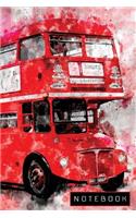 Notebook: Vintage London UK England Lined Notebook Red Bus