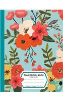 Composition Book: Flower Party Wide Ruled Blank Lined Writing Notebook For School Assignments, Exercises, Notes, or Subject Workbooks