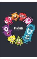 Planner: Dark Blue Monster Themed 6x9 inch UNDATED Weekly Planner Diary