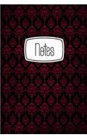 Notes: Gothic Dark Burgundy Black Print 120 Blank Lined Page Softcover Notes Journal, College Ruled Composition Notebook, 6x9 Blank Line Design Cover Note 