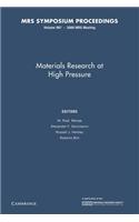 Materials Research at High Pressure: Volume 987