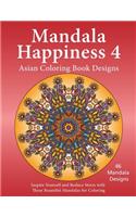 Mandala Happiness 4, Asian Coloring Book Designs