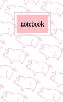 White and pink pig print notebook: novelty pig notebook 6"x9"