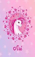 Ari: Unicorn Large Blank Primary Sketchbook Paper - Pink Purple Magical Horse Personalized Letter A Initial Custom First Name Cover - Drawing Sketch Book