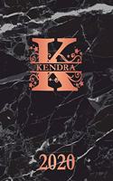 Kendra: 2020. Personalized Name Weekly Planner Diary 2020. Monogram Letter K Notebook Planner. Black Marble & Rose Gold Cover. Datebook Calendar Schedule