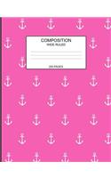 Composition: Wide Ruled 200 Pages Pink and White Anchor Notebook