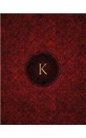 Monogram "K" Blank Sketchbook: Sketch Pad Notebook(11 Monogram Crimson 150 Sketch)
