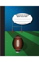 Composition notebook graph ruled paper 8.5 x 11" 200 page 4x4 grid per inch, American football field: Large composition book journal for school student/teacher/office