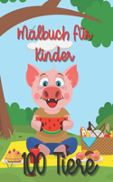 100 Tiere Malbuch für Kinder