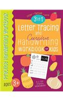 Letter Tracing and Cursive Handwriting workbook for kids 3 in 1: A-Z Capital, Small Letter, A-Z uppercase, lowercase cursive letters and words of fruits & vegetables for Preschoolers Kindergarten and Kids(3 Letter Tracing Book for Kids)