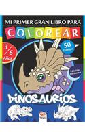 Mi primer gran libro para colorear - Dinosaurios - Edición nocturna: Libro para colorear para niños de 3 a 6 años - 50 dibujos