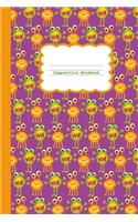 Composition Notebook: Green and Orange Monster Print, 100 Pages, 6x9 inch, college ruled.