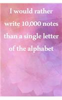 I would rather write 10,000 no single letter of the alphabet