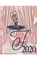 2020 Weekly Planner - Ballerina Princess Monogram Initial Letter 