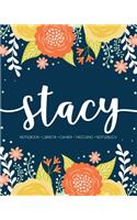 Stacy: Notebook - Libreta - Cahier - Taccuino - Notizbuch: 110 pages paginas seiten pagine: Modern Florals First Name Notebook in Orange, Mint & Yellow on 